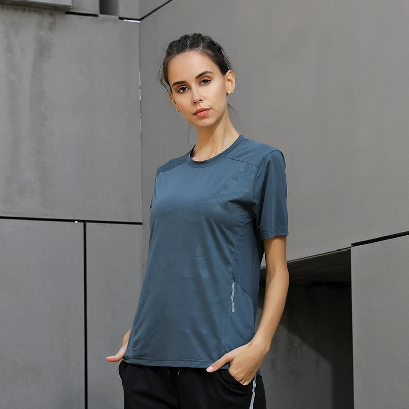 Yoga Running O-Neck Tee For Women Short Sleeves