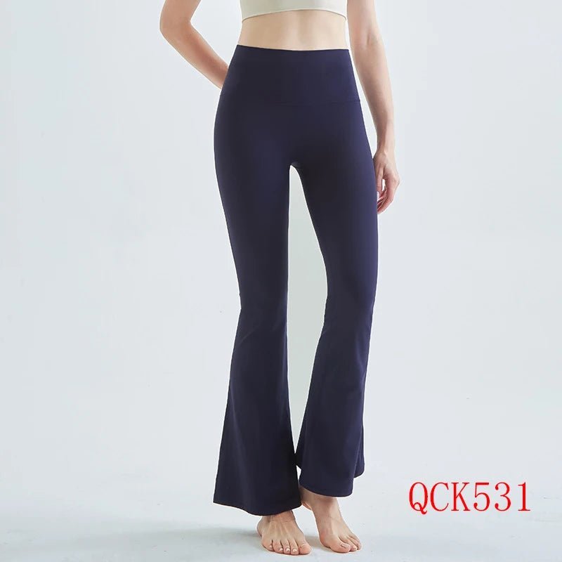 New Sports Flared Leggings For Womens - JasrotaFlared1005005779544316 - QCK531 - Navy Blue - M