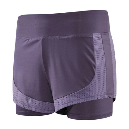 2 In 1 Women Anti Exposure Polyester Training Shorts - JasrotaShorts1005004769423485 - darkpurple - XL