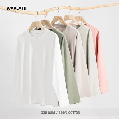 Women Long Sleeve O Neck Cotton Single Jersey T shirt