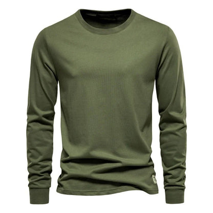 Cotton T Shirt Men Casual O - neck Long Sleeved - JasrotaTees1005003145111680 - ArmyGreen - EUR S 65 - 72kg