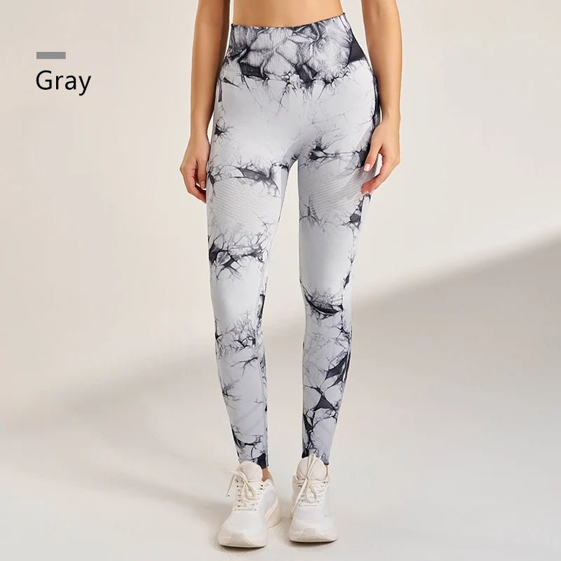 Women's Seamless Tie - Dye Fitness Leggings Pant - JasrotaActiveWear Pants1005006749863141 - Gray - S