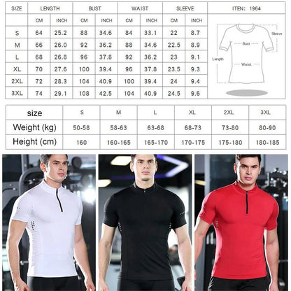 Sports T-Shirt Short Sleeve Zip Pullover For Men - JasrotaT-Shirt14:10;5:4183