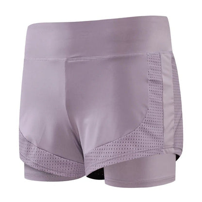 2 In 1 Women Anti Exposure Polyester Training Shorts - JasrotaShorts1005004769423485 - lightpurple - 2XL