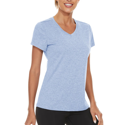 V-Neck Women's Short Sleeve Quick Dry Basic Casual T-Shirt