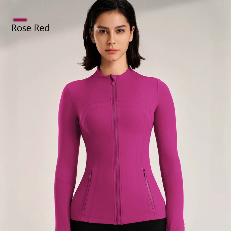 Women's 2024 new collar Slim jacket - JasrotaSports Fit1005006670092244 - Rose - XL