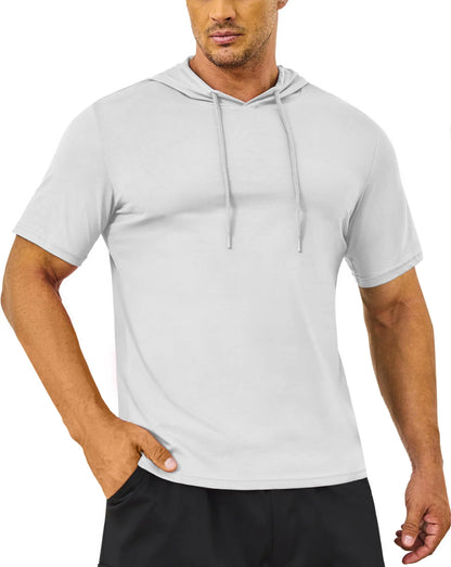 Mens Short Sleeve Hooded Sweatshirts Tops - JasrotaHoodies, Pullover, Jackets1005005813530614 - White - CN L (US M) - CHINA