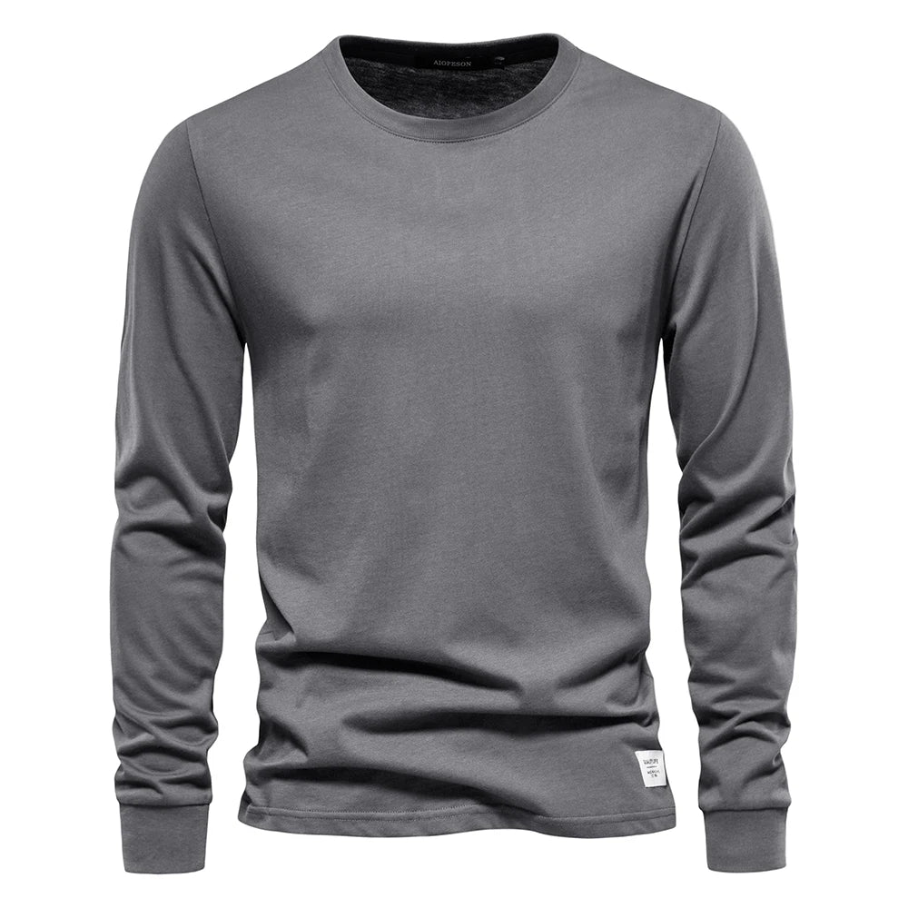 Cotton T Shirt Men Casual O - neck Long Sleeved - JasrotaTees1005003145111680 - DarkGray - EUR S 65 - 72kg