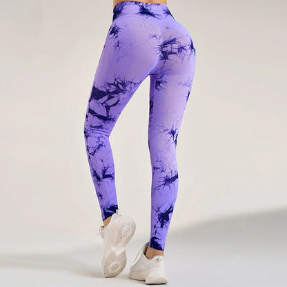 Women's Seamless Tie - Dye Fitness Leggings Pant - JasrotaActiveWear Pants1005006749863141 - Black - M