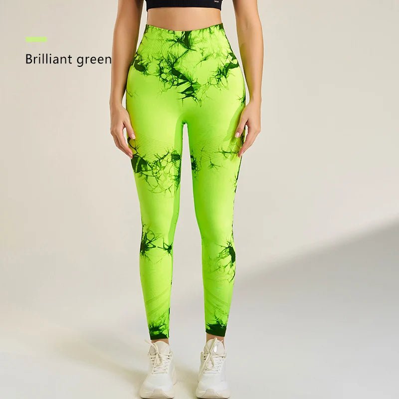 Women's Seamless Tie - Dye Fitness Leggings Pant - JasrotaActiveWear Pants1005006749863141 - Green - S