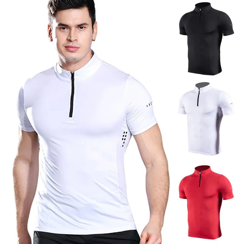 Sports T-Shirt Short Sleeve Zip Pullover For Men - JasrotaT-Shirt14:10;5:4183