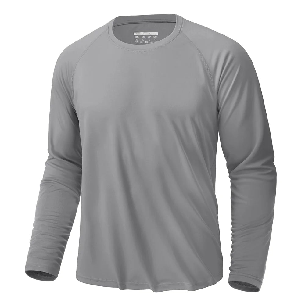 UPF 50+ Sun Protection Long Sleeve T-shirts For Men - JasrotaActiveWear Tops1005006641432435 - Light Grey - CN S (US XS) - CHINA