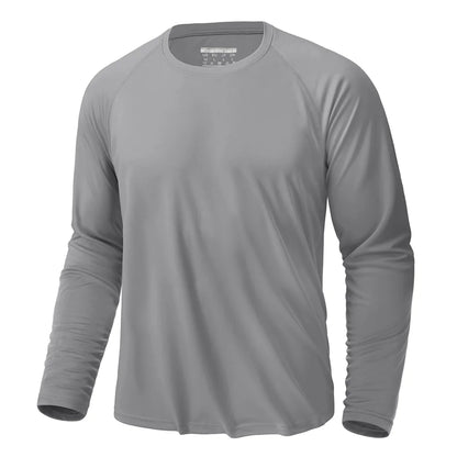 UPF 50+ Sun Protection Long Sleeve T-shirts For Men - JasrotaActiveWear Tops1005006641432435 - Light Grey - CN S (US XS) - CHINA