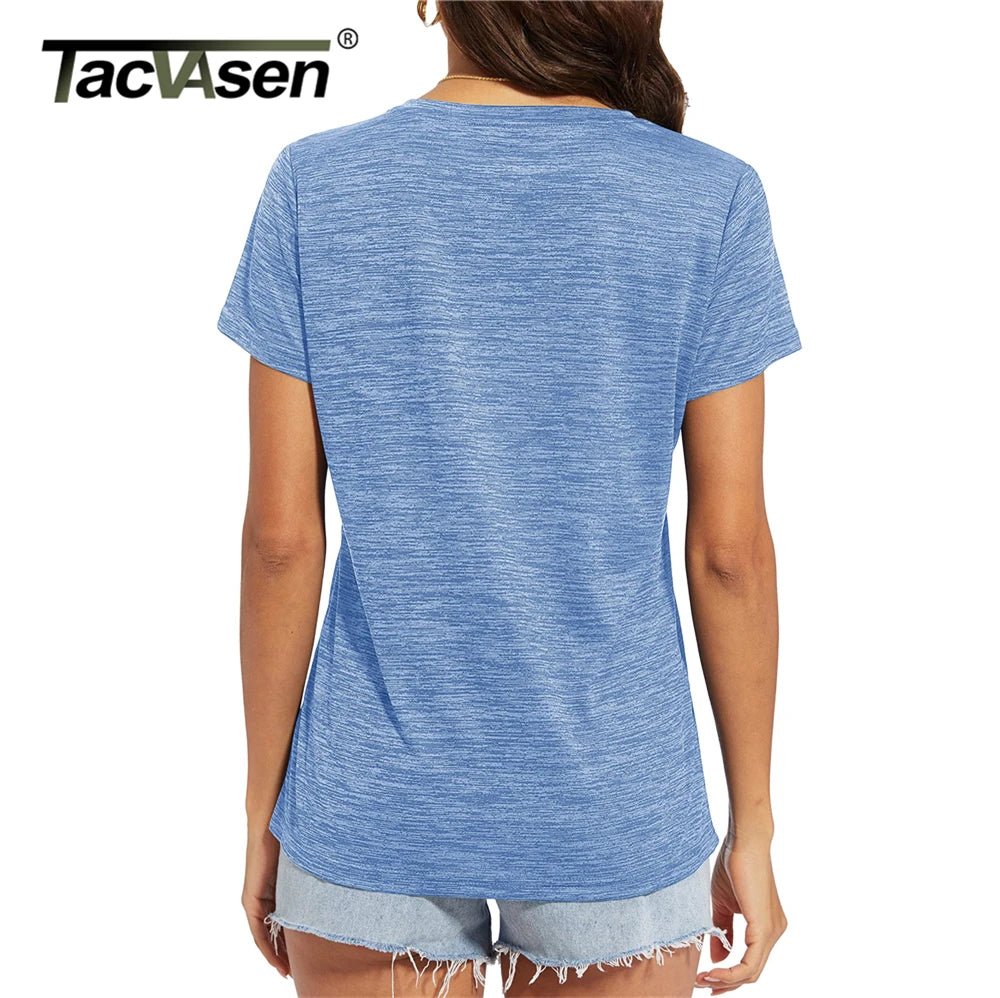 Polyester T-Shirt For Women Moisture Wicking V Neck - JasrotaTops & Tees1005005562008052 - Purple - CN 3XL (US 2XL) - China