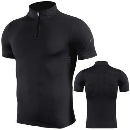 Sports T-Shirt Short Sleeve Zip Pullover For Men - JasrotaT-Shirt14:193;5:100014065