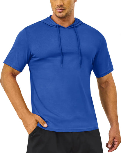 Mens Short Sleeve Hooded Sweatshirts Tops - JasrotaHoodies, Pullover, Jackets1005005813530614 - Bright Blue - CN L (US M) - CHINA