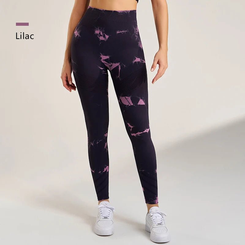 Women's Seamless Tie - Dye Fitness Leggings Pant - JasrotaActiveWear Pants1005006749863141 - Light purple - M