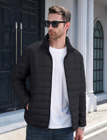 Stand Collar Lightweight Puffer Jackets For Men