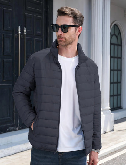 Stand Collar Lightweight Puffer Jackets For Men