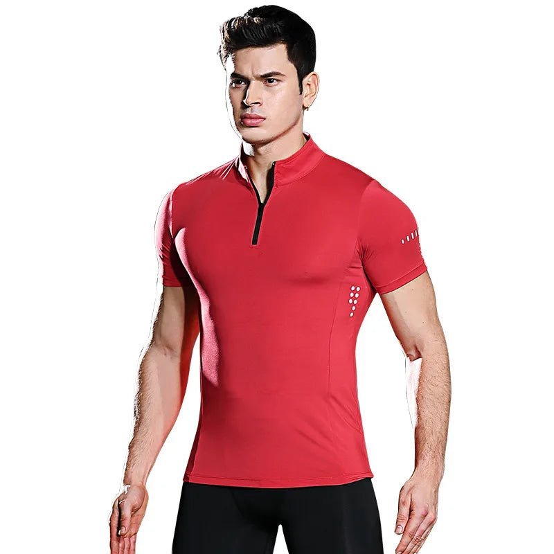 Sports T-Shirt Short Sleeve Zip Pullover For Men - JasrotaT-Shirt14:10;5:4183