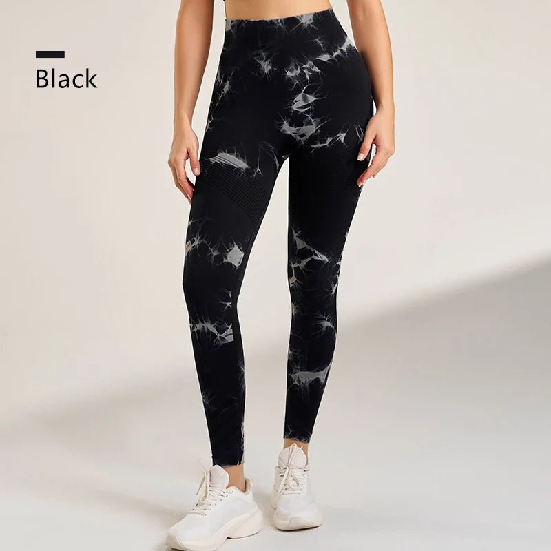 Women's Seamless Tie - Dye Fitness Leggings Pant - JasrotaActiveWear Pants1005006749863141 - Black - M