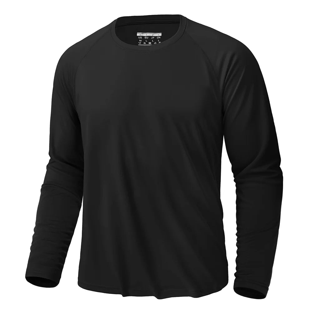 UPF 50+ Sun Protection Long Sleeve T-shirts For Men - JasrotaActiveWear Tops1005006641432435 - Black - CN M (US S) - CHINA