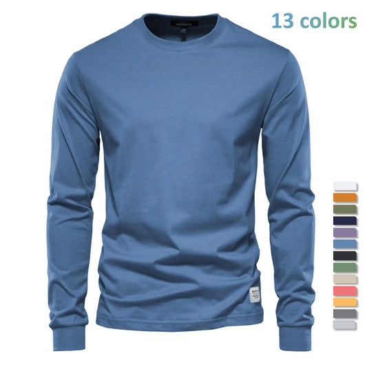 Cotton T Shirt Men Casual O - neck Long Sleeved - JasrotaTees1005003145111680 - purple - EUR S 65 - 72kg